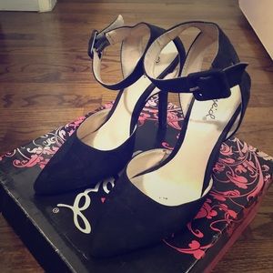 Black suede heels